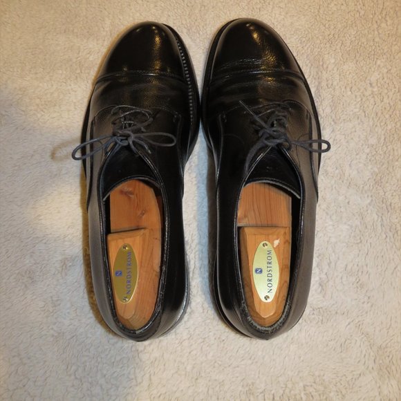 Prada Cap Toe Pebble Textured Black Leather Oxfords Dress Shoes US Size 9 - Picture 6 of 10